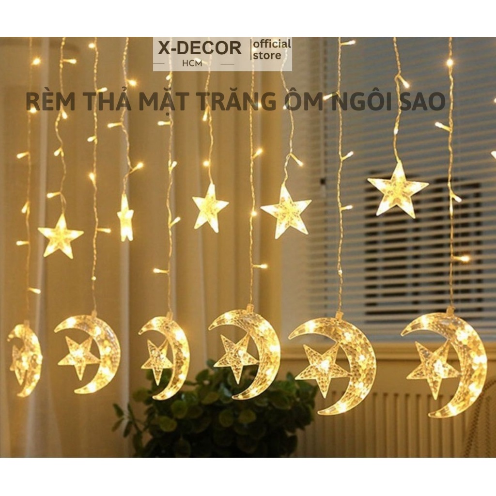 Rèm Thả Đèn Led Trang Trí Mặt Trăng Ngôi Sao Ngang 3M Rủ 0.5m Chịu Nước ...