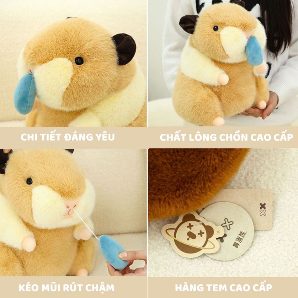 Gấu bông chuột hamster chảy nước mũi dễ thương Thú nhồi bông chuột lang hamster cao cấp quà tặng đáng yêu cho bé