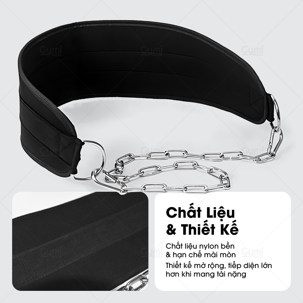 Đai Lưng Xích Móc Tạ Dip Belt - Đai Đeo Tạ Tập Gym, Hỗ Trợ Dips, Kéo Xà, Squat - DL-Xich