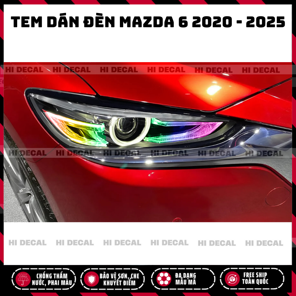 Tem dán đèn Mazda 6 2020 - 2025, decal dán đèn xe trang trí xe chống nước, bền màu, chịu nhiệt tốt