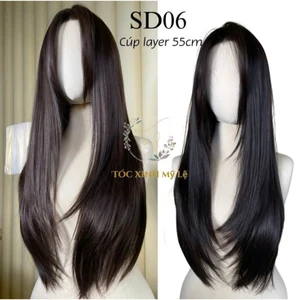 SD06_Tóc giả siêu da đầu 2 mái thẳng Layer dài 55cm [Kèm combo phụ kiện]