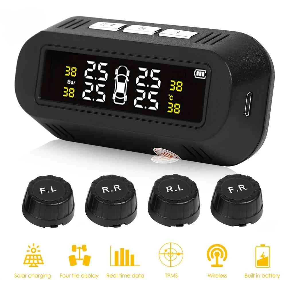 Cảm Biến Áp Suất Lốp CARLOVER, Dán Kính Lái Sử Dụng Năng Lượng Mặt Trời TPMS, Cảnh Báo Thủng Lốp - BH 12 Tháng