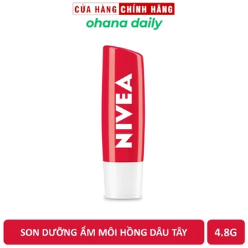 Son Dưỡng Ẩm Môi Hồng Dâu Tây 24h Nivea Strawberry Shine Caring Lip Balm 4.8g - Hồng