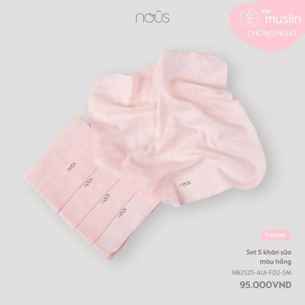 Nous Phụ kiện Newborn Set 5 khăn sữa thấm hút, kháng khuẩn dành cho bé size 30cm x 30cm BST T8