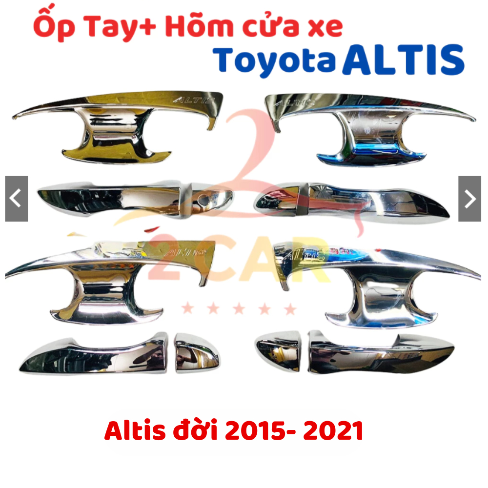 Ốp tay nắm, hõm cửa xe Toyota Altis 2003- 2015- 2021, 2022, 2023,2024 mạ crom cao cấp