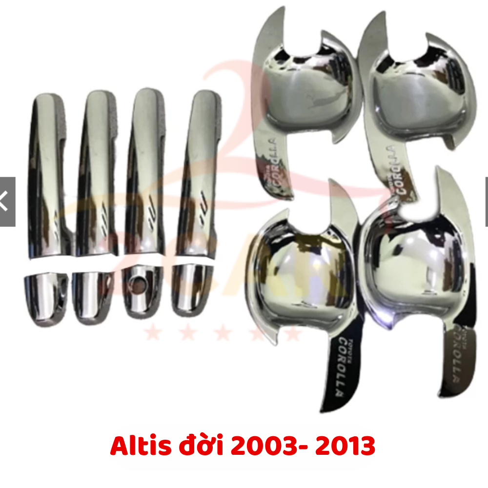 Ốp tay nắm, hõm cửa xe Toyota Altis 2003- 2015- 2021, 2022, 2023,2024 mạ crom cao cấp