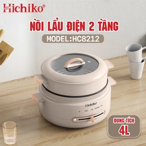 Nồi Lẩu Điện 2 Tầng 4L kèm vỉ hấp, công suất 1400W nấu nhanh, 4 mức độ nhiệt Hichiko -HC8212