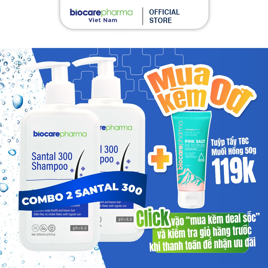 Ảnh Dầu Gội Dược liệu BIO CARE PHARMA giảm gàu , nấm ngứa da đầu Santal 300 Shampoo 200ml 2