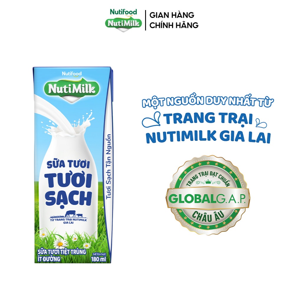 Ảnh Combo 2 NutiMilk Sữa Tươi Tươi Sạch Hộp 180ml Thùng 24 Hộp (180ml x 24 hộp) 3