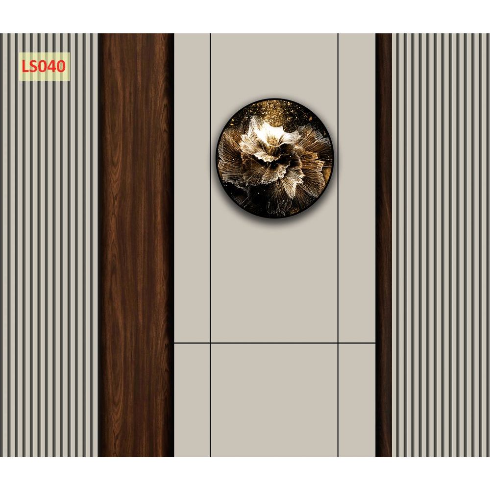 Mẫu tranh lụa dán tường vân gỗ lam sóng decor phòng