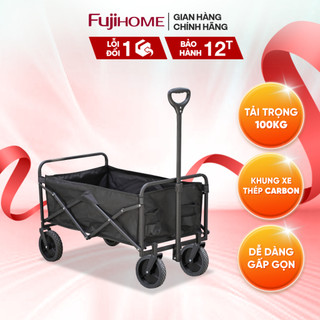 Xe kéo dã ngoại, cắm trại gấp gọn FUJIHOME CT-100 Tải trọng 100kg, khung thép carbon chắc chắn