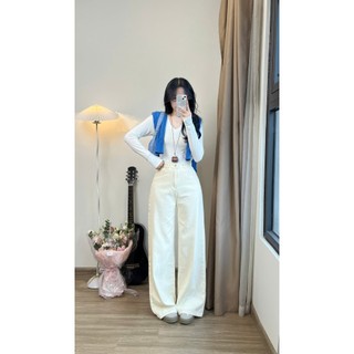 Quần Jeans Ống Rộng Loe Phong Cách Thanh Lịch Che Khuyết Điểm