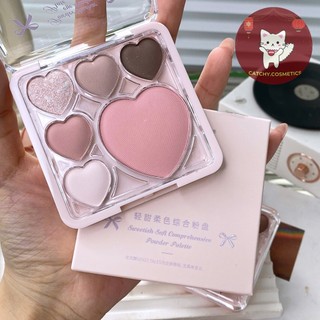 [GOGO TALES] Bảng Phấn Mắt GOGO TALES 2in1 Kèm Má Hồng Trái Tim Nơ Vỏ Hồng, 12g (GT747)