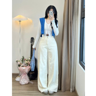 Quần Jeans Ống Rộng Loe Phong Cách Thanh Lịch Che Khuyết Điểm