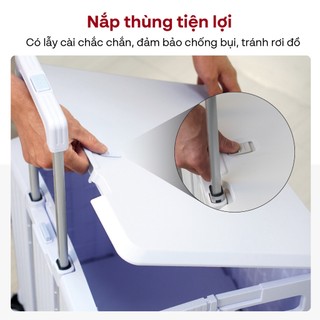 Xe kéo đi chợ gấp gọn FUJIHOME PT- 45F tải trọng 35kg, có khóa bánh xe, chất liệu nhựa pp cao cấp