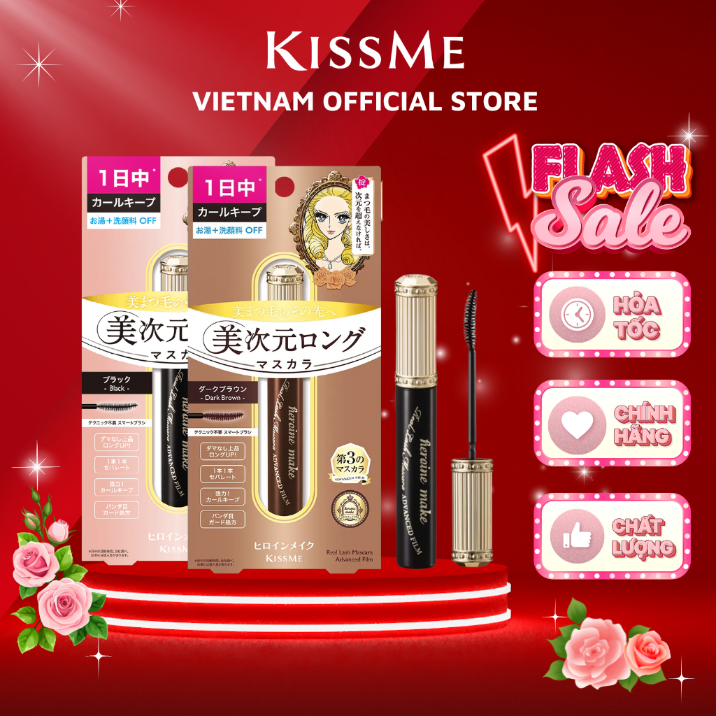 Ảnh Chuốt mi Kissme Heroine Make Real Lash Advanced Film Mascara dạng màng phim nâng cao mới, giúp cong và dài mi tự nhiên 1