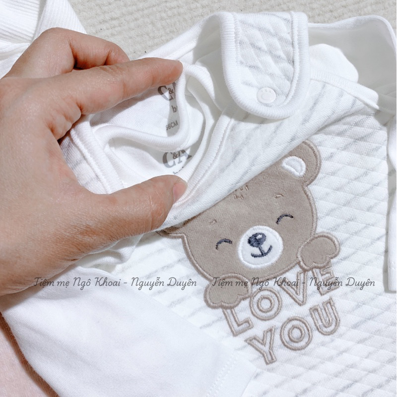 [MD184] C&A Set body cotton kèm yếm nỉ nhung liền tất xuất xịn cho bé