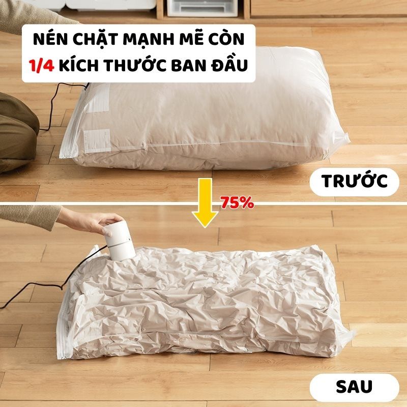 [Kèm Bơm] Túi Hút Chân Không ENODA HOME Loại Siêu Dày, Túi Bảo Quản Quần Áo, Chăn Nệm 4 Size M002