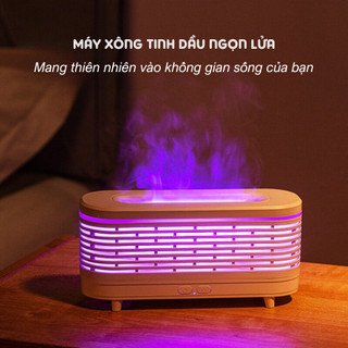 Máy xông tinh dầu, Máy phun sương tạo ẩm khuếch tán tinh dầu, tích hợp LED 7 màu, hoạt động êm ái, tự ngắt khi hết nước