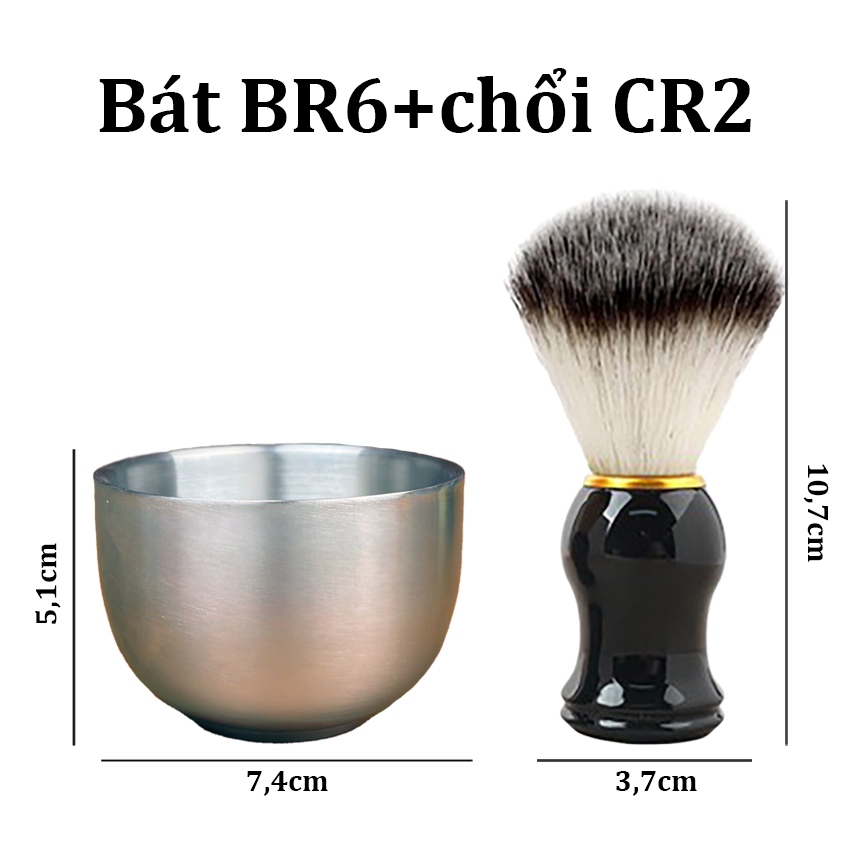 Combo chổi quét bọt cạo râu và bát đánh bọt salon tóc chuyên nghiệp ...