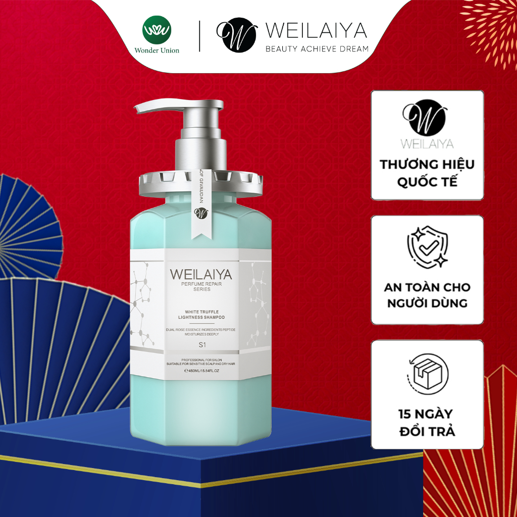 Ảnh Dầu gội đầu thảo dược Weilaiya chiết xuất nấm Truffle giúp chống lão hóa da đầu và mượt tóc cho tóc hư tổn 450ml 2