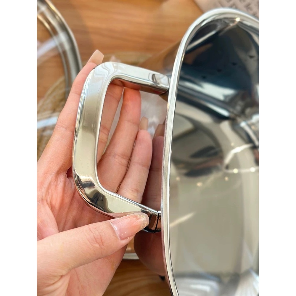 Nồi Canh Nồi Lẩu Inox Cao Cấp, ,Nồi Canh Dùng Bếp Từ Chockmen 24cm Kèm Nắp (THẤP) CKM134