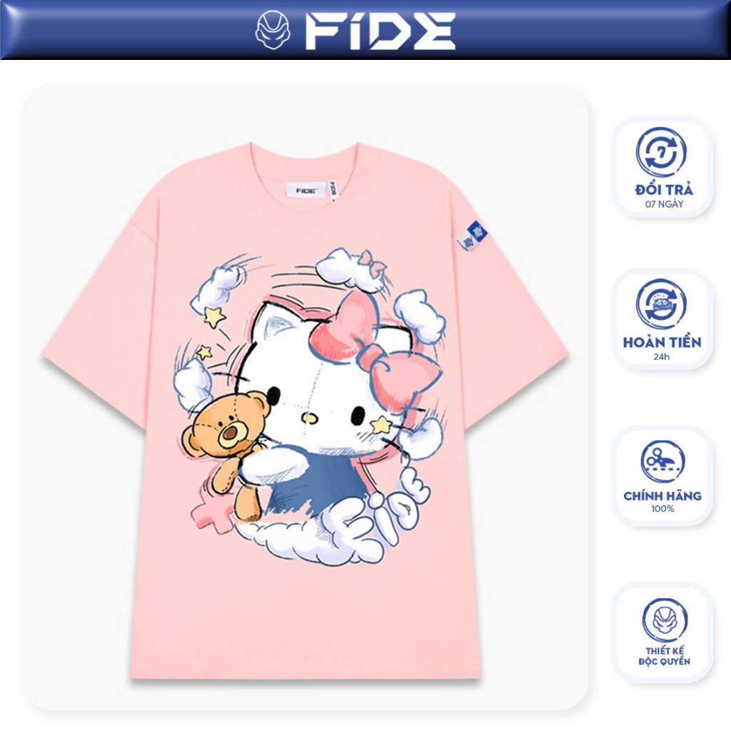 Ảnh Áo thun FIDE Hello Kitty phông unisex form rộng local brand nam nữ cổ tròn oversize - AT142 1