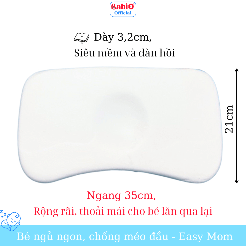 Gối Cao Su Non Babi 1 Lõm Chống Méo Đầu & Định Hình Cho Bé Sơ Sinh