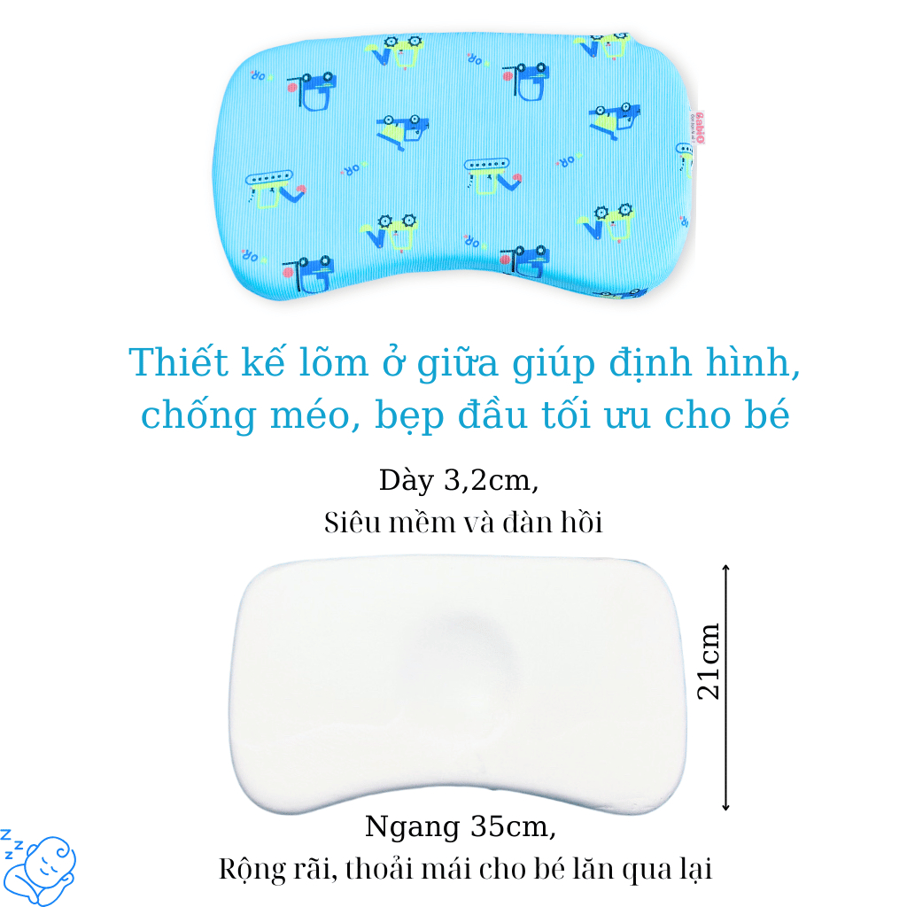 Gối Cao Su Non Babi 1 Lõm Chống Méo Đầu & Định Hình Cho Bé Sơ Sinh