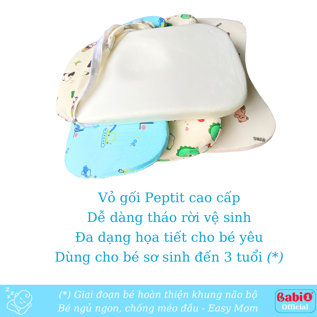 Gối Cao Su Non Babi 1 Lõm Chống Méo Đầu & Định Hình Cho Bé Sơ Sinh