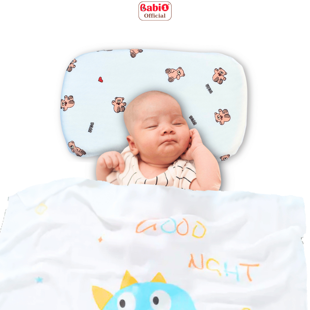 Gối Cao Su Non Babi 1 Lõm Chống Méo Đầu & Định Hình Cho Bé Sơ Sinh