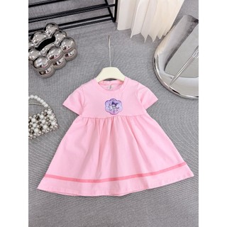 Váy suống bé gái cotton họa tiết cinnamoroll,kuromi 2 màu xanh hồng hot hit,Đầm cộc tay bé gái size 10-30kg