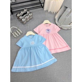 Váy suống bé gái cotton họa tiết cinnamoroll,kuromi 2 màu xanh hồng hot hit,Đầm cộc tay bé gái size 10-30kg