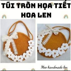 Túi tròn họa tiết hoa len M5 - handmade len - crochet