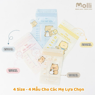 Túi Trữ Sữa Mẹ Molli, 30PCS/Hộp,, Khóa Zip Đôi, Không Chứa BPA, Thiết Kế Vòi Đổ Thông Minh -