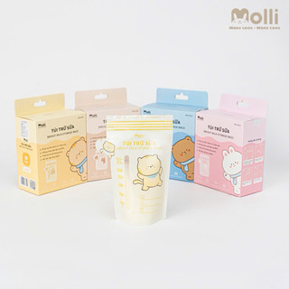 Túi Trữ Sữa Mẹ Molli, 30PCS/Hộp,, Khóa Zip Đôi, Không Chứa BPA, Thiết Kế Vòi Đổ Thông Minh -