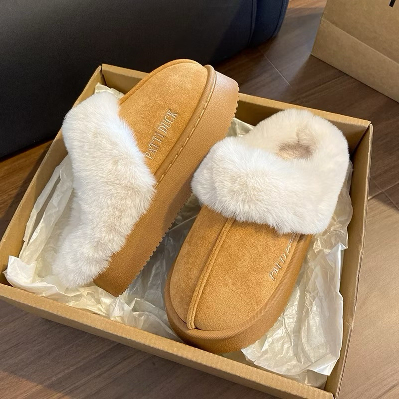 Dép Sục Nữ (Loại 1)Cổ Lông,Lót Lông Siêu Ấm Siêu Êm Đế Dày 4cm