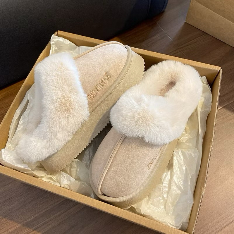 Dép Sục Nữ (Loại 1)Cổ Lông,Lót Lông Siêu Ấm Siêu Êm Đế Dày 4cm