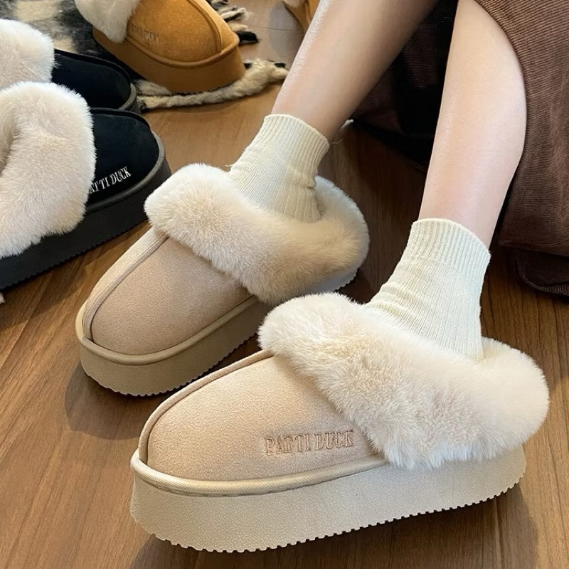 Dép Sục Nữ (Loại 1)Cổ Lông,Lót Lông Siêu Ấm Siêu Êm Đế Dày 4cm
