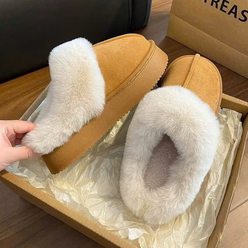 Dép Sục Nữ (Loại 1)Cổ Lông,Lót Lông Siêu Ấm Siêu Êm Đế Dày 4cm