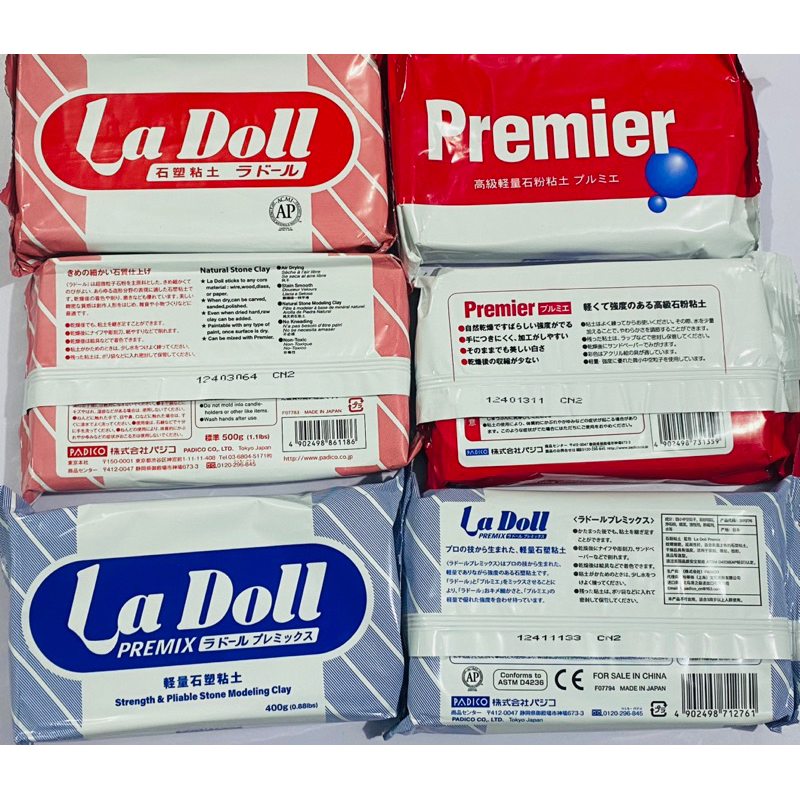 Đất sét Nhật tự khô Ladoll Premier Padico , đất sét Italy Das 500gr ,đất Trung tự khô Fino clay,Oummaa dòng đất bột đá