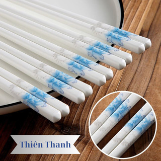 Đũa sứ trắng ăn cơm hoa văn sang trọng- Dư Dư