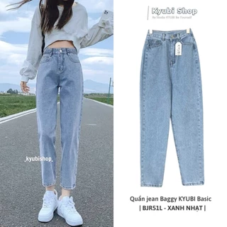 Quần jean nữ baggy cạp lưng cao chất jean bò dày dặn (Nhiều màu, có Bigsize) - Quần baggy Simple jean Kyubi BJR51L