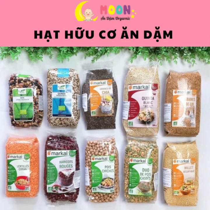 Hạt hữu cơ Markal Pháp: hạt chia, đậu hà lan, lăng đỏ, lăng xanh, hạt lanh, hạt kê, ý dĩ, diêm mạch, đậu gà, yến mạ