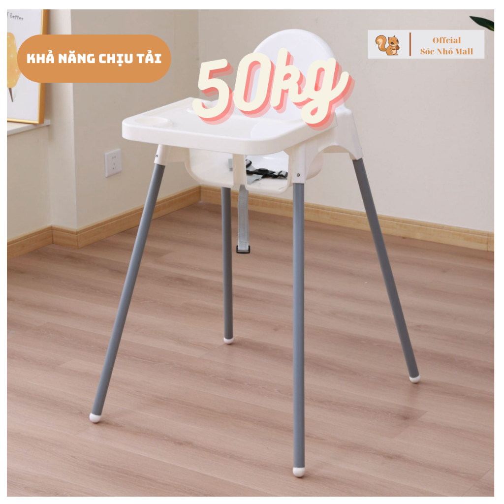 Ghế ăn dặm chân cao, bàn ăn cho bé kèm mặt bàn, 3 dây đai an toàn sử dụng cho bé từ 6 thángđến3 tuổi