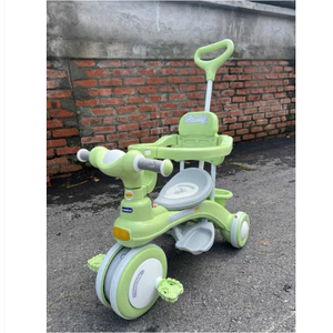 Xe đạp 3 bánh có cần đẩy có nhạc đèn 618 Baby carriage - XE ĐẠP 3 BÁNH CÓ CẦN ĐẨY 618 CHO BÉ