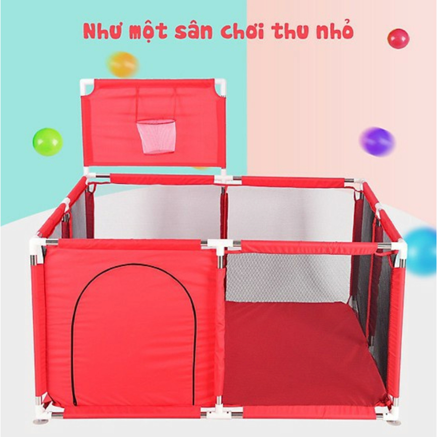 Quây bóng quây đồ chơi hình vuông 1m2x1m2 có rổ bóng, quây nhà bóng cho bé