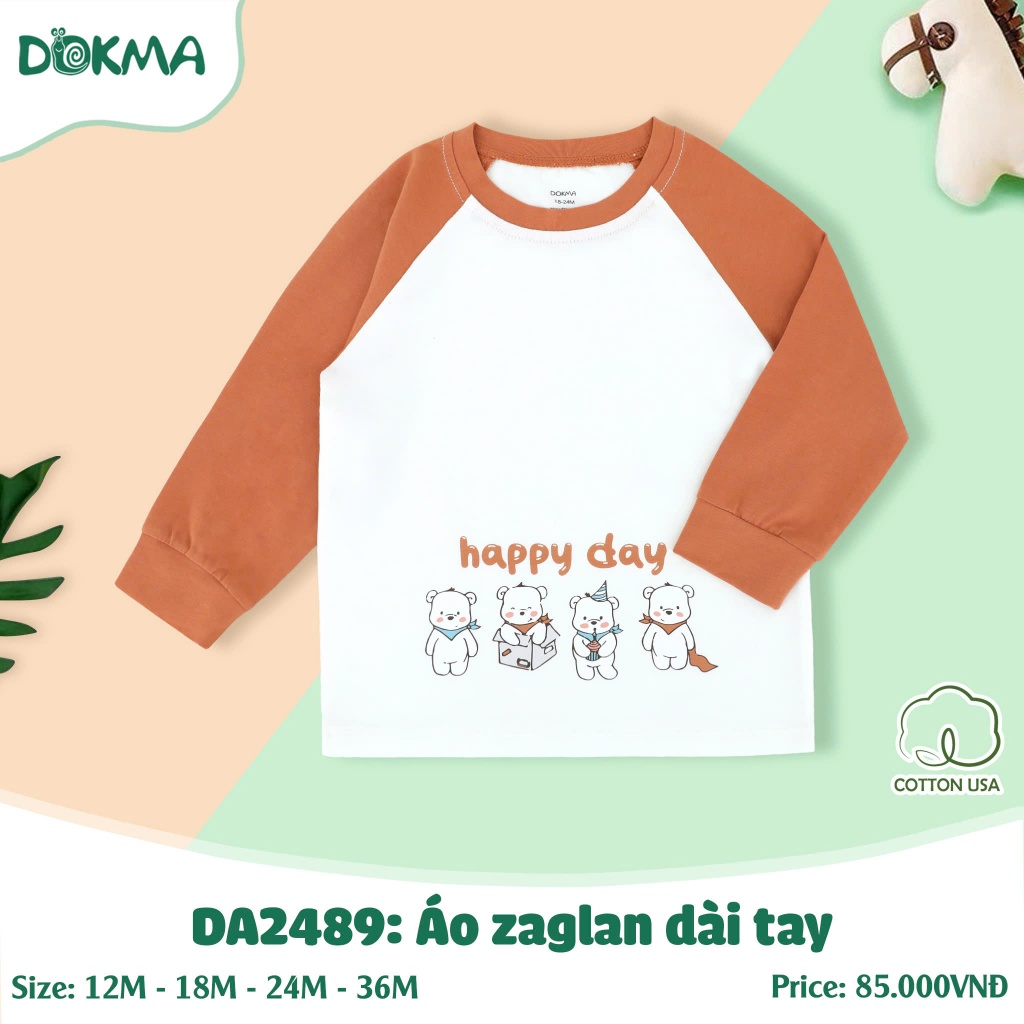 (9-13kg) Áo Mỏng Cài Vai Dài Tay Hoạ Tiết Bé Trai, Gái Dokma Mã DMA478 DA1231 DA2489