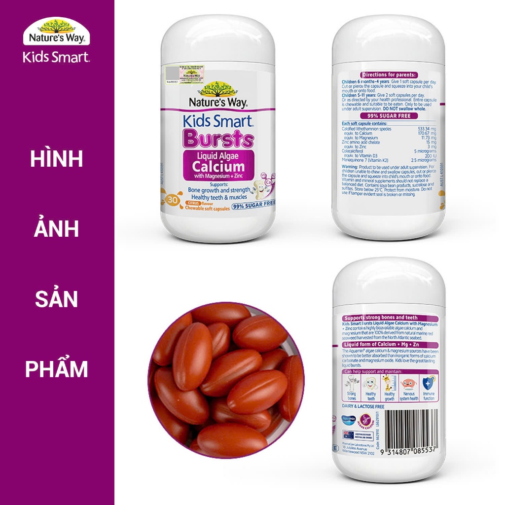 Ảnh Viên Nhai Nature's Way - Calci Tổ Ong Tảo Biển Đỏ Aquamin F Bổ Sung Vitamin D3K2, Hỗ Trợ Phát Triển Xương 30 Viên 4