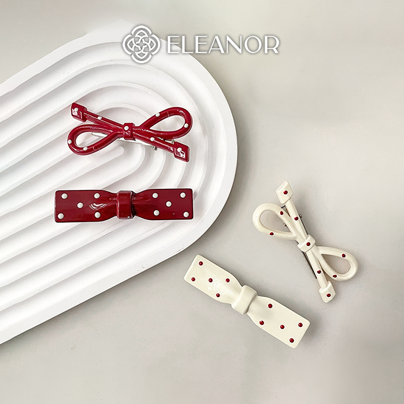 Set 2 kẹp tóc nữ Eleanor Accessories hình chiếc nơ basic phụ kiện tóc kẹp tóc mái 9145